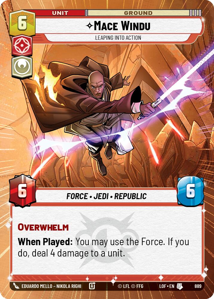 Mace Windu - Leaping into Action (889) (Hyperspace Foil) (889) [Legends of the Force] | Shuffle n Cut Hobbies & Games
