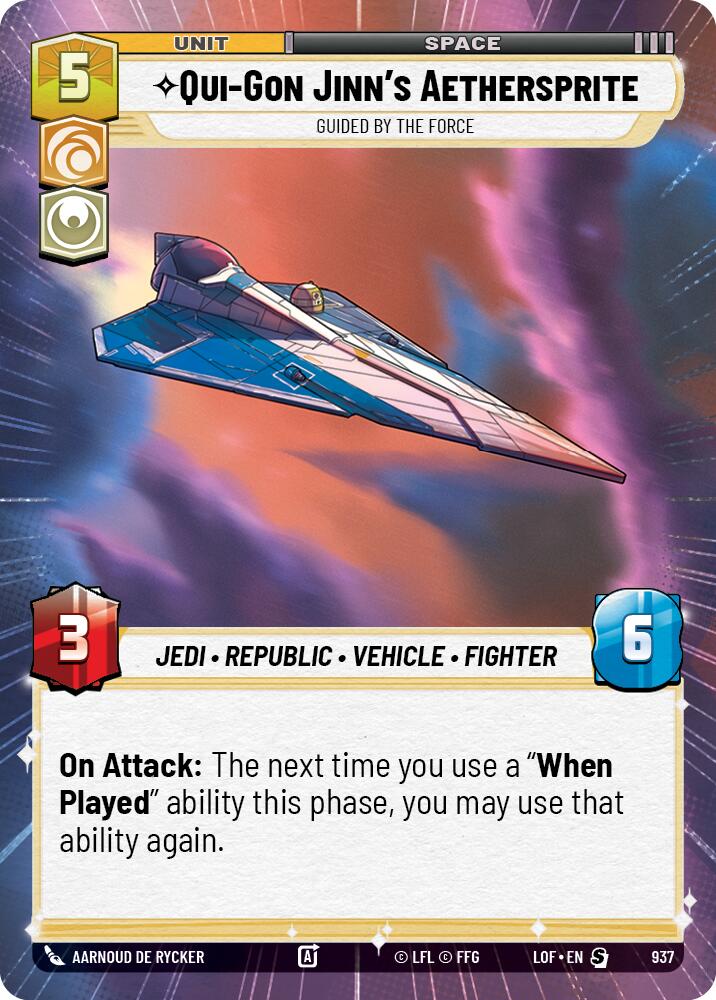 Qui-Gon Jinn's Aethersprite - Guided by the Force (937) (Hyperspace Foil) (937) [Legends of the Force] | Shuffle n Cut Hobbies & Games