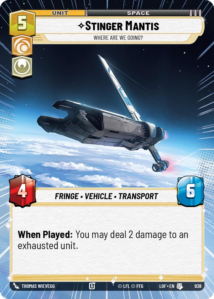 Stinger Mantis - Where Are We Going? (938) (Hyperspace Foil) (938) [Legends of the Force] | Shuffle n Cut Hobbies & Games