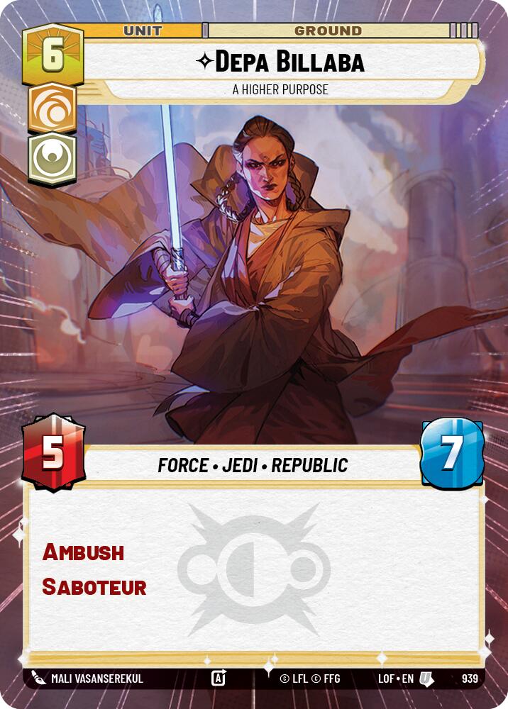 Depa Billaba - A Higher Purpose (939) (Hyperspace Foil) (939) [Legends of the Force] | Shuffle n Cut Hobbies & Games