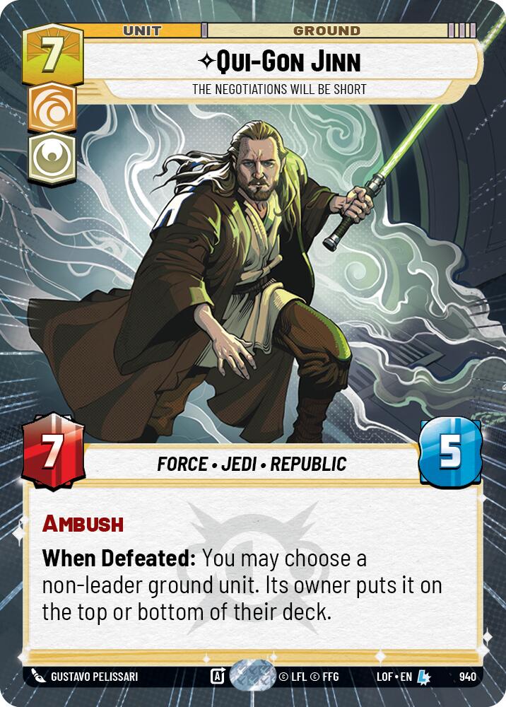 Qui-Gon Jinn - The Negotiations Will Be Short (940) (Hyperspace Foil) (940) [Legends of the Force] | Shuffle n Cut Hobbies & Games