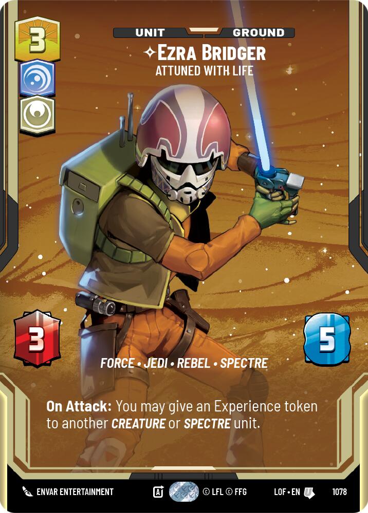 Ezra Bridger - Attuned With Life (1078) (Prestige Foil) (1078) [Legends of the Force] | Shuffle n Cut Hobbies & Games