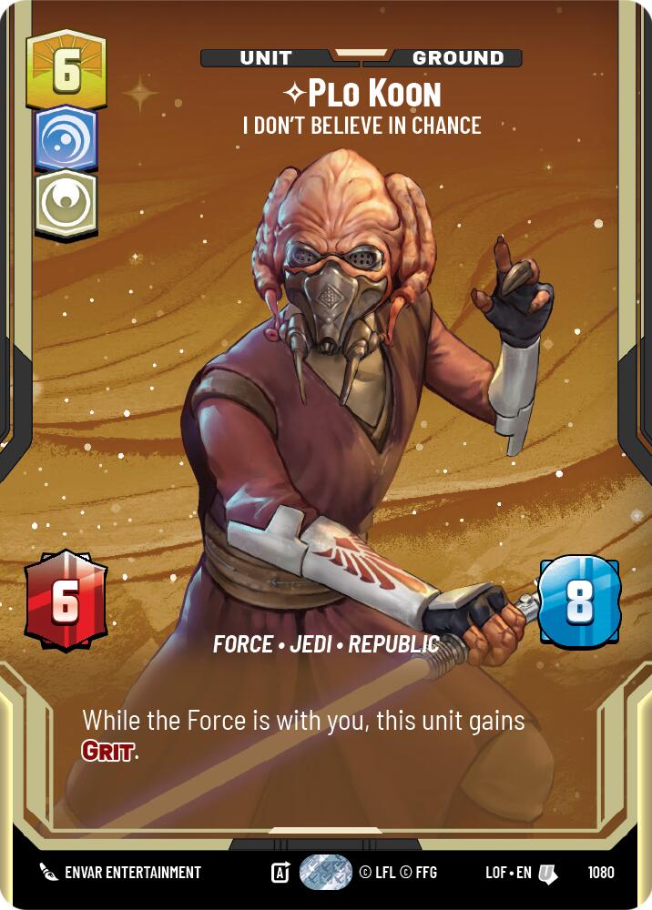 Plo Koon - I Don't Believe in Chance (1080) (Prestige Foil) (1080) [Legends of the Force] | Shuffle n Cut Hobbies & Games