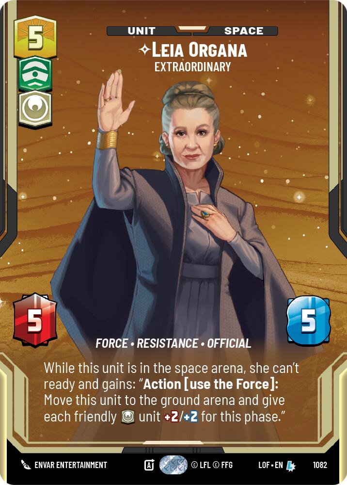 Leia Organa - Extraordinary (1082) (Prestige Foil) (1082) [Legends of the Force] | Shuffle n Cut Hobbies & Games