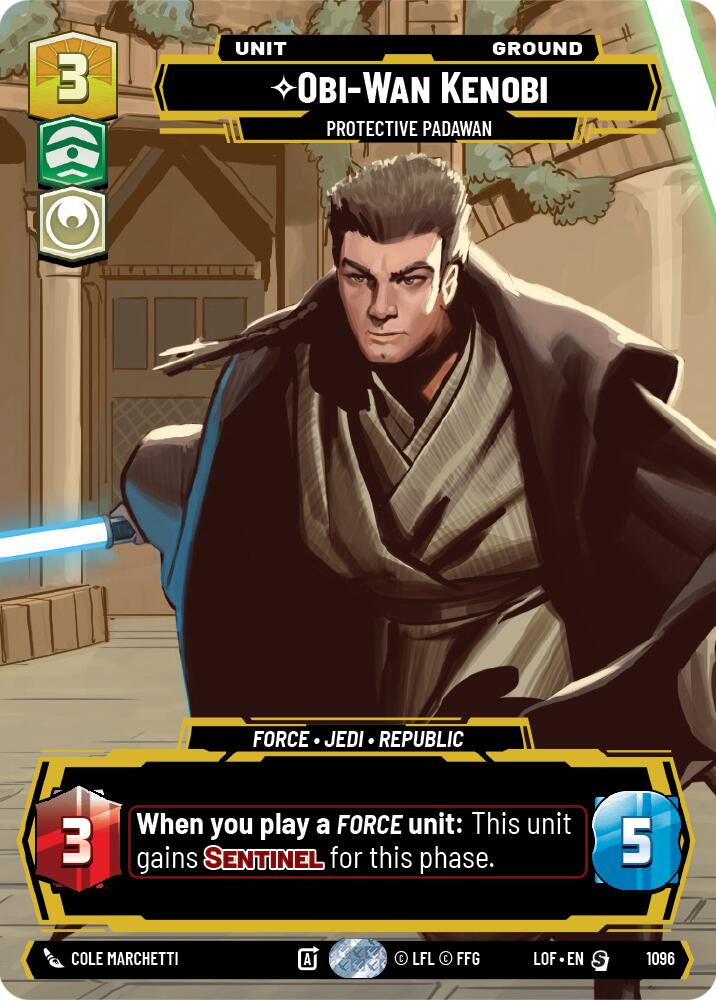 Obi-Wan Kenobi - Protective Padawan (1096) (Prestige Foil) (1096) [Legends of the Force] | Shuffle n Cut Hobbies & Games