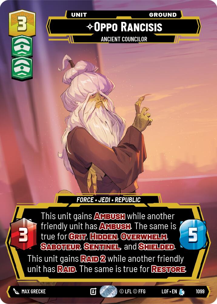 Oppo Rancisis - Ancient Councilor (1099) (Prestige Foil) (1099) [Legends of the Force] | Shuffle n Cut Hobbies & Games