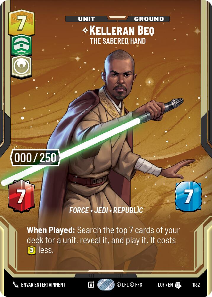 Kelleran Beq - The Sabered Hand (1132) (Serialized) (1132) [Legends of the Force] | Shuffle n Cut Hobbies & Games