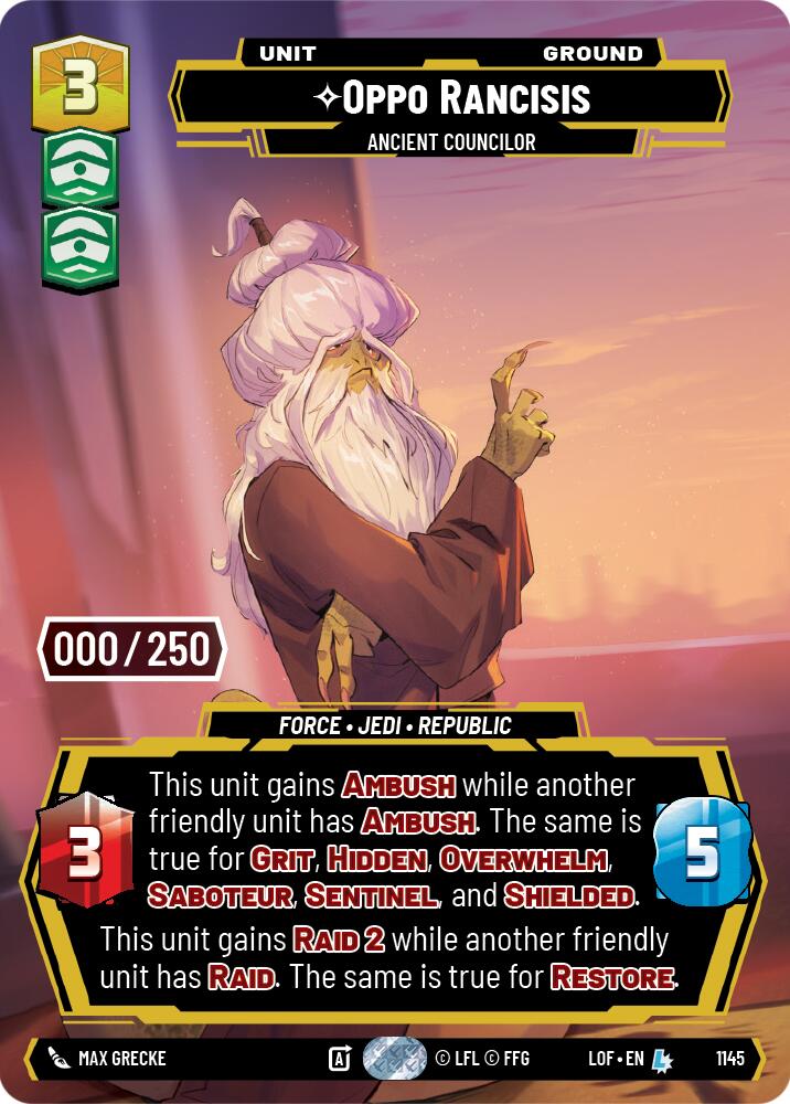 Oppo Rancisis - Ancient Councilor (1145) (Serialized) (1145) [Legends of the Force] | Shuffle n Cut Hobbies & Games