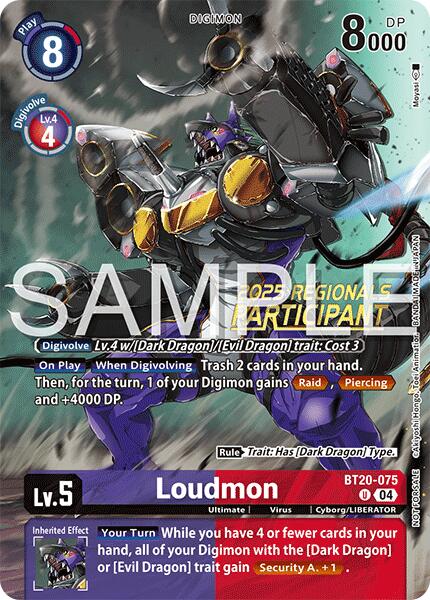 Loudmon [BT20-075] (Regionals 25-26 Season 2 Participant) [Release Special Booster Ver.2.0] | Shuffle n Cut Hobbies & Games