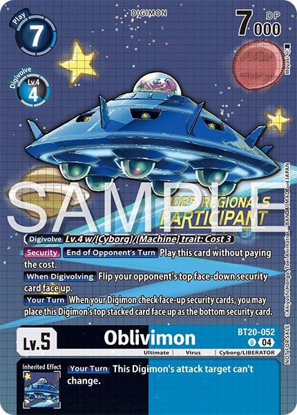 Oblivimon [BT20-052] (Regionals 25-26 Season 2 Participant) [Release Special Booster Ver.2.0] | Shuffle n Cut Hobbies & Games