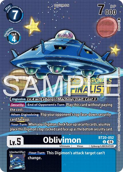 Oblivimon [BT20-052] (Regionals 25-26 Season 2 Finalist) [Release Special Booster Ver.2.0] | Shuffle n Cut Hobbies & Games
