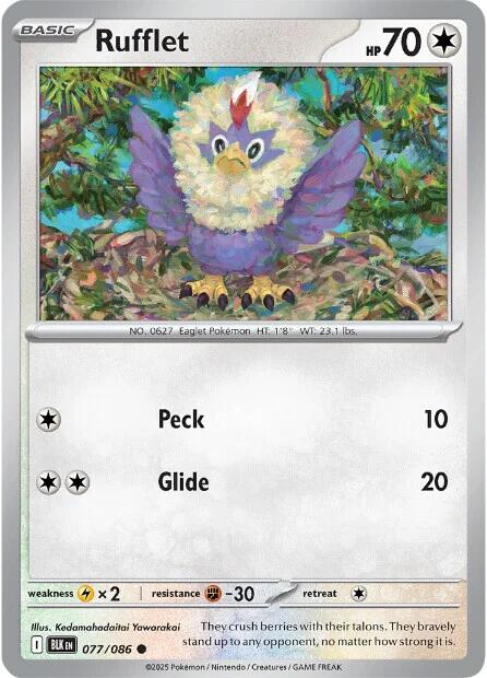 Rufflet (077/086) (Reverse Holo) [Scarlet & Violet: Black Bolt] | Shuffle n Cut Hobbies & Games