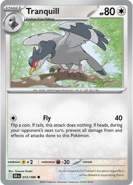 Tranquill (072/086) [Scarlet & Violet: Black Bolt] | Shuffle n Cut Hobbies & Games