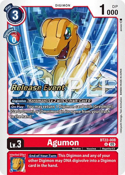 Agumon [BT22-008] [Cyber Eden Release Event Cards] | Shuffle n Cut Hobbies & Games