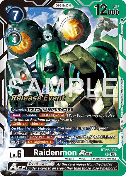 Raidenmon ACE [BT22-066] [Cyber Eden Release Event Cards] | Shuffle n Cut Hobbies & Games
