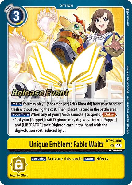 Unique Emblem: Fable Waltz [BT22-098] [Cyber Eden Release Event Cards] | Shuffle n Cut Hobbies & Games