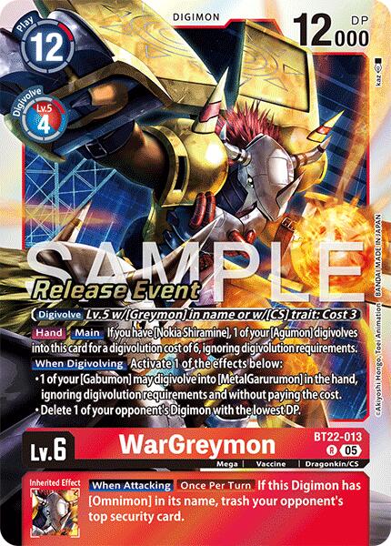 WarGreymon [BT22-013] [Cyber Eden Release Event Cards] | Shuffle n Cut Hobbies & Games