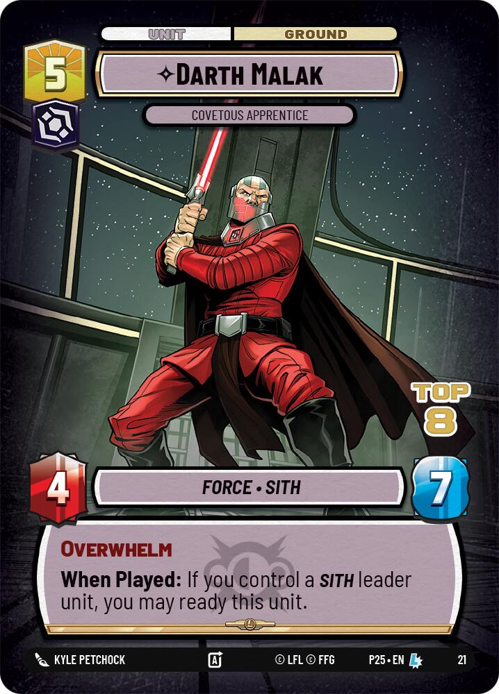 Darth Malak - Covetous Apprentice (Top 8) (21) (21) [Organized Play Promos] | Shuffle n Cut Hobbies & Games