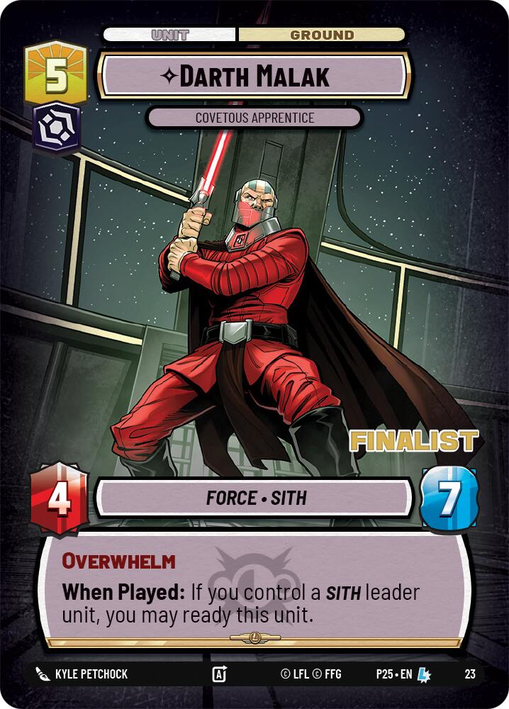 Darth Malak - Covetous Apprentice (Finalist) (23) (23) [Organized Play Promos] | Shuffle n Cut Hobbies & Games