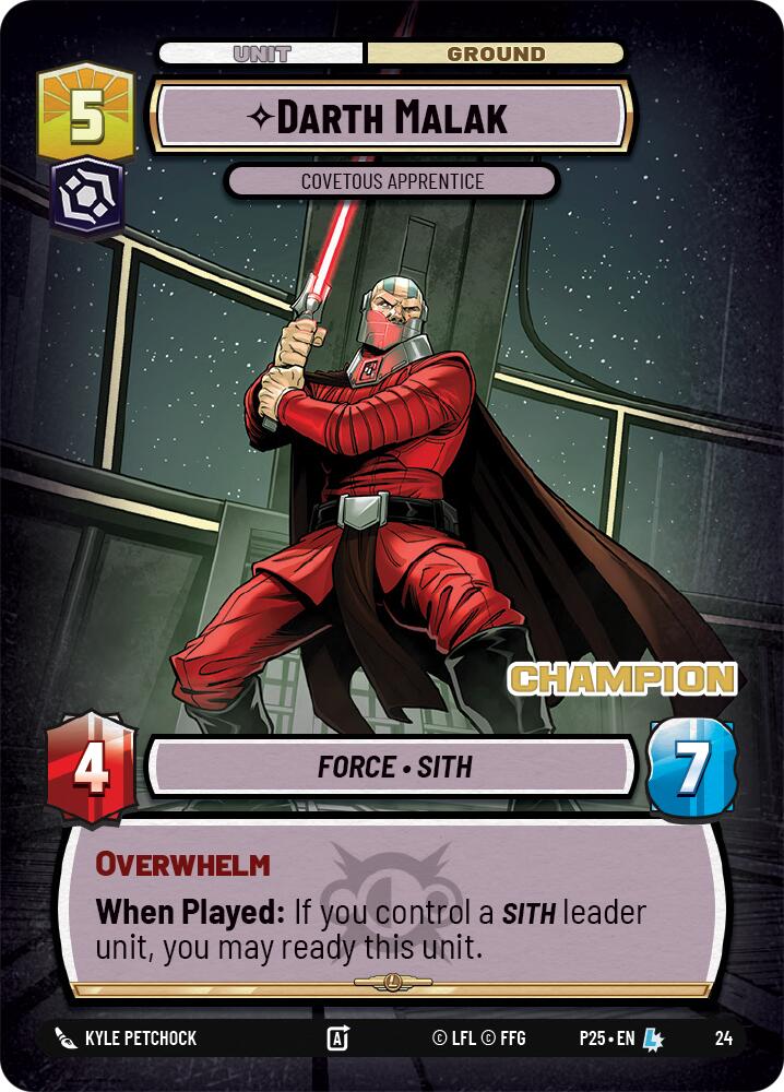 Darth Malak - Covetous Apprentice (Champion) (24) (24) [Organized Play Promos] | Shuffle n Cut Hobbies & Games