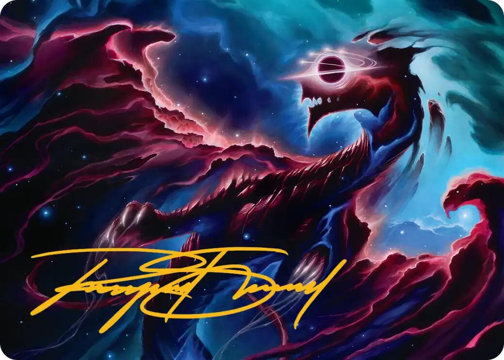 Nova Hellkite Art Card (18/54) (Gold-Stamped Signature) [Edge of Eternities Art Series] | Shuffle n Cut Hobbies & Games