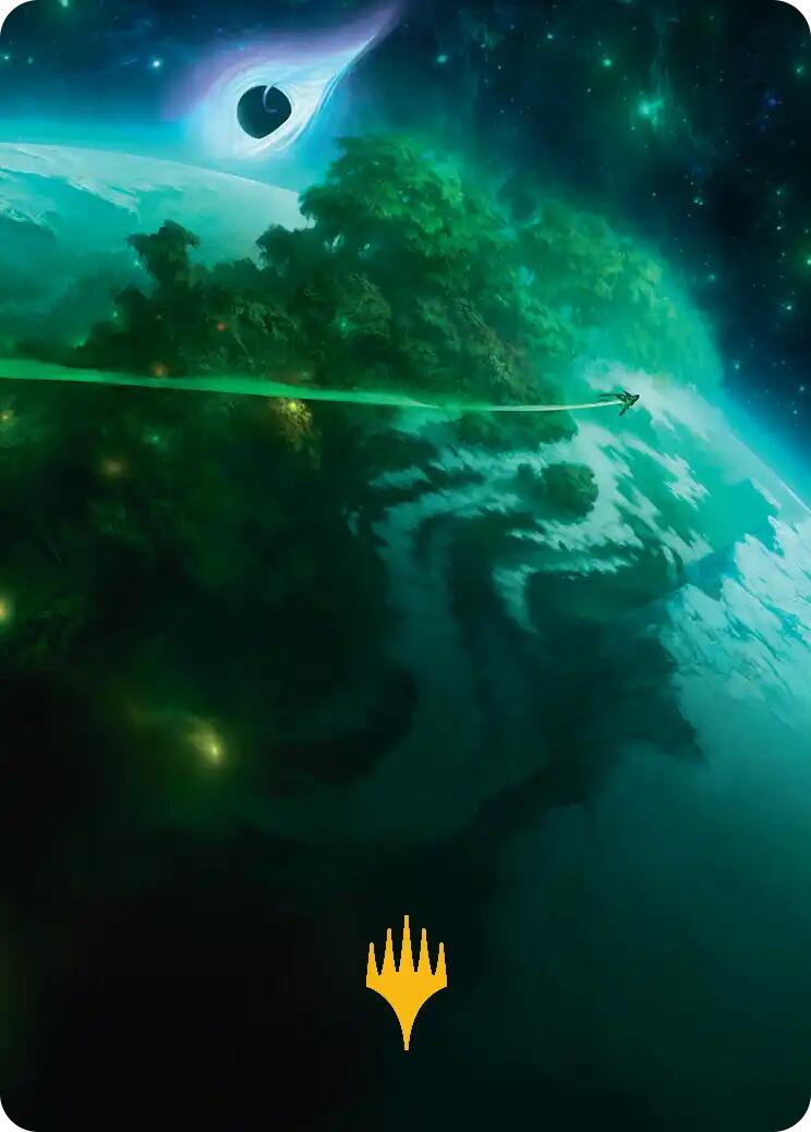 Evendo, Waking Haven Art Card (Gold-Stamped Planeswalker Symbol) [Edge of Eternities Art Series] | Shuffle n Cut Hobbies & Games