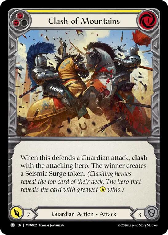 Clash of Mountains (Yellow) [MPG062] (Mastery Pack Guardian)  Rainbow Foil | Shuffle n Cut Hobbies & Games