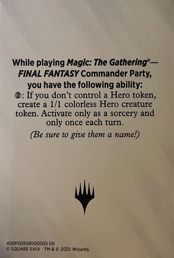 Blank Hero Token [FINAL FANTASY Tokens] | Shuffle n Cut Hobbies & Games