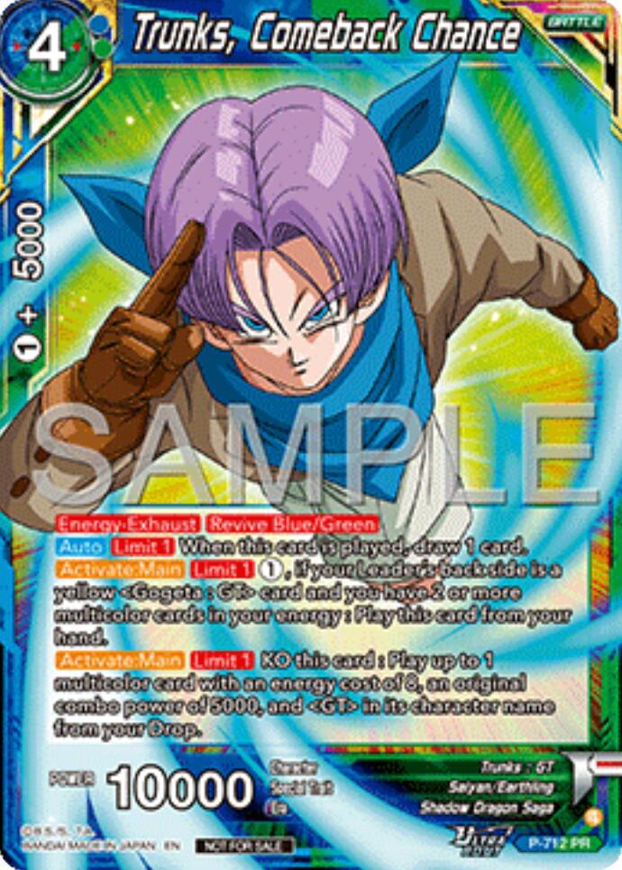 Trunks, Comeback Chance (Ultra-Bout Series Tournament Pack Vol.13) (P-712) [Tournament Promotion Cards] | Shuffle n Cut Hobbies & Games