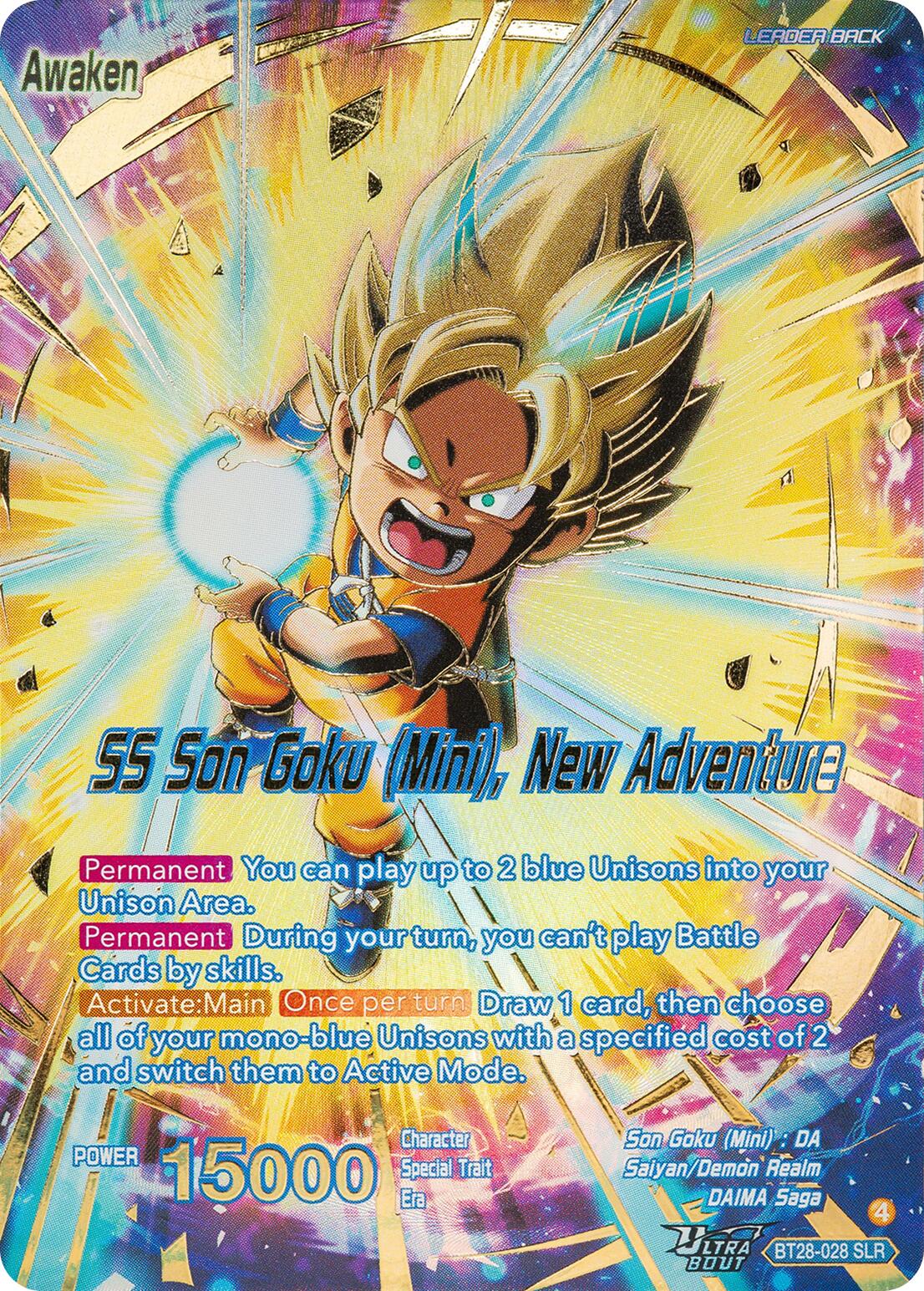 Son Goku (Mini) // SS Son Goku (Mini), New Adventure (SLR) (BT28-028) [Prismatic Clash] | Shuffle n Cut Hobbies & Games