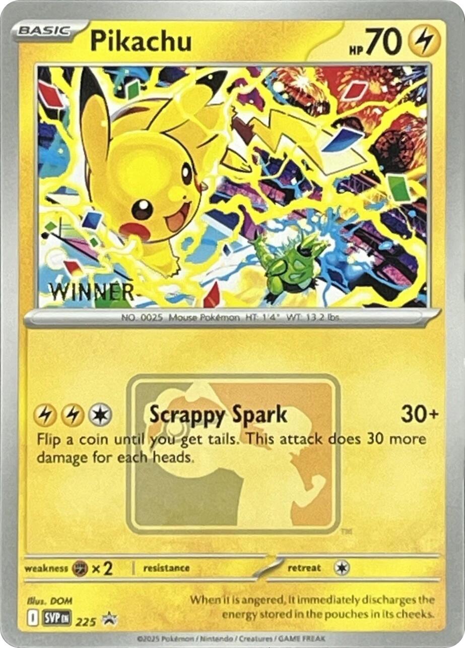 Pikachu (225) (World Championship 2025) [Winner] [Scarlet & Violet: Black Star Promos] | Shuffle n Cut Hobbies & Games