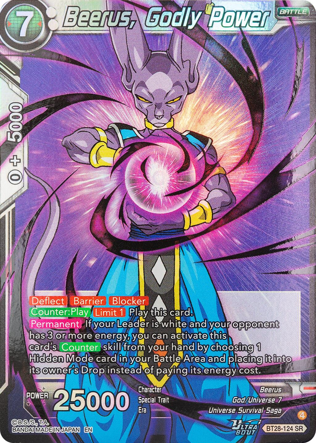 Beerus, Godly Power (BT28-124) [Prismatic Clash] | Shuffle n Cut Hobbies & Games