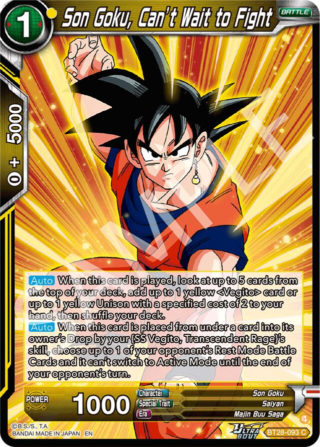 Son Goku, Can't Wait to Fight (BT28-093) [Prismatic Clash] | Shuffle n Cut Hobbies & Games