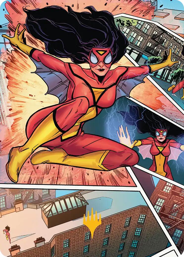 Spider-Woman, Stunning Savior Art Card (Gold-Stamped Planeswalker Symbol) [Marvel's Spider-Man Art Series] | Shuffle n Cut Hobbies & Games