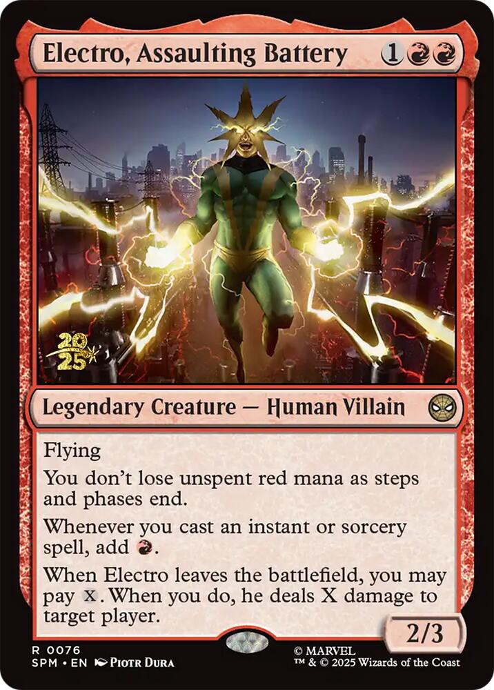 Electro, Assaulting Battery [Marvel's Spider-Man Prerelease Promos] | Shuffle n Cut Hobbies & Games