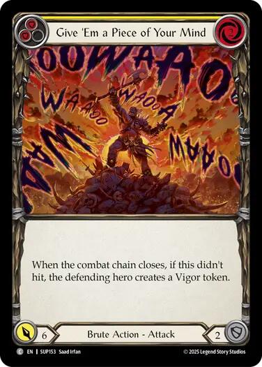 Give 'Em a Piece of Your Mind (Yellow) [SUP153] (Super Slam)  Rainbow Foil | Shuffle n Cut Hobbies & Games