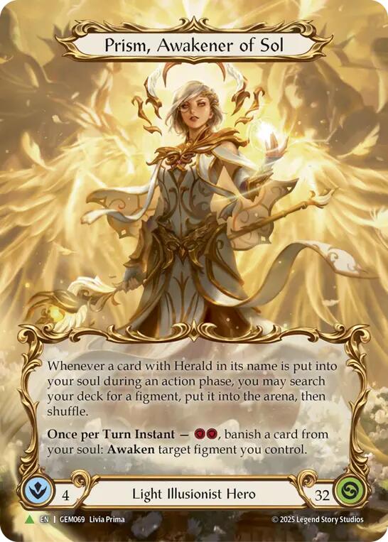 Prism, Awakener of Sol (Marvel Cold Foil) [GEM069] (GEM Pack 3)  Cold Foil | Shuffle n Cut Hobbies & Games