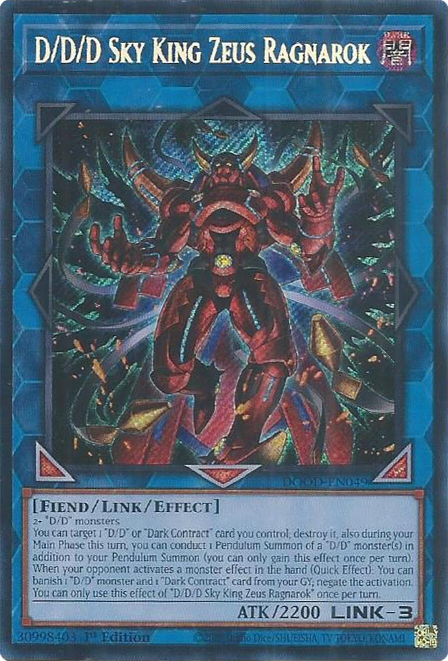 D/D/D Sky King Zeus Ragnarok [DOOD-EN049] Secret Rare | Shuffle n Cut Hobbies & Games