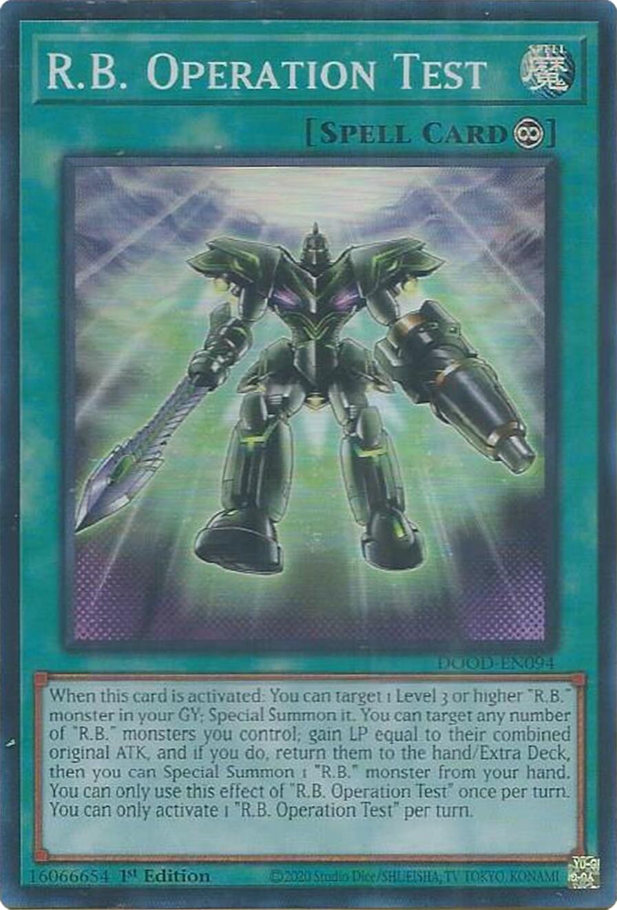 R.B. Operation Test [DOOD-EN094] Super Rare | Shuffle n Cut Hobbies & Games