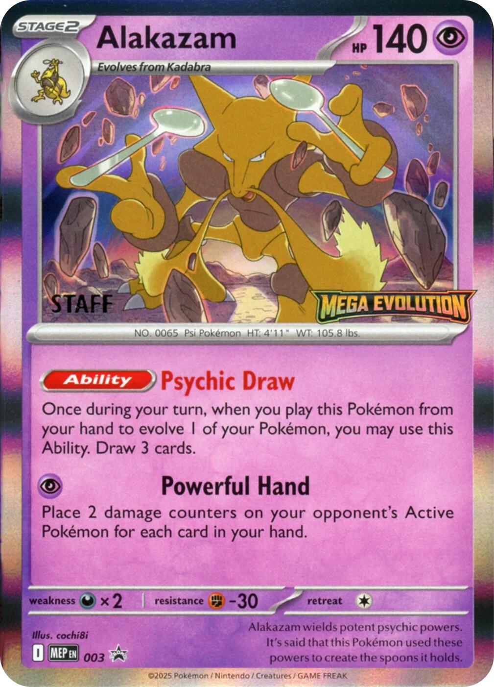 Alakazam (003) (Staff) [Mega Evolutions Promo] | Shuffle n Cut Hobbies & Games
