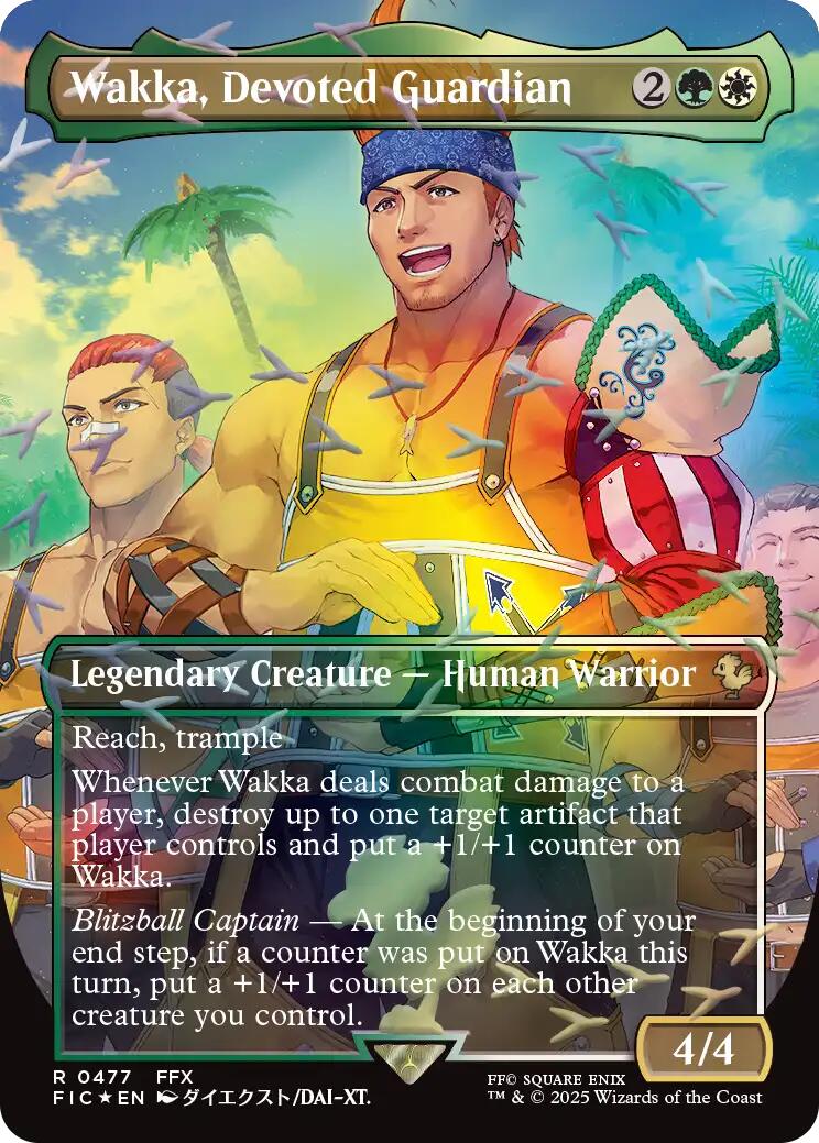 Wakka, Devoted Guardian (Borderless) (Chocobo Track Foil) [FINAL FANTASY Commander] | Shuffle n Cut Hobbies & Games