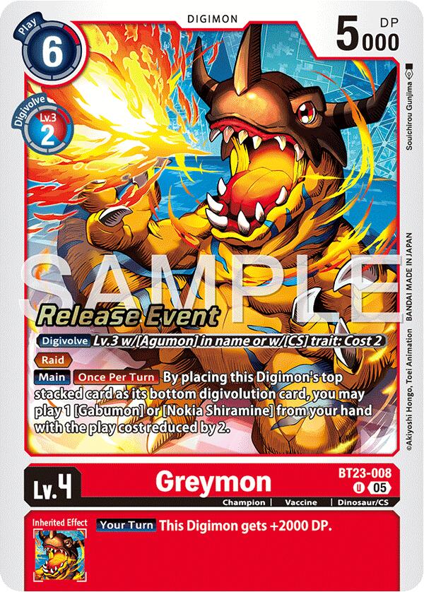 Greymon [BT23-008] [Hackers' Slumber Release Event Cards] | Shuffle n Cut Hobbies & Games