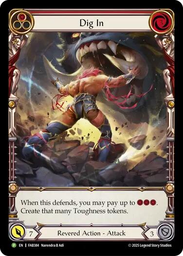 Dig In (Red) [FAB384] (Promo)  Rainbow Foil | Shuffle n Cut Hobbies & Games