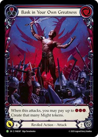 Bask in Your Own Greatness (Red) [FAB387] (Promo)  Rainbow Foil | Shuffle n Cut Hobbies & Games