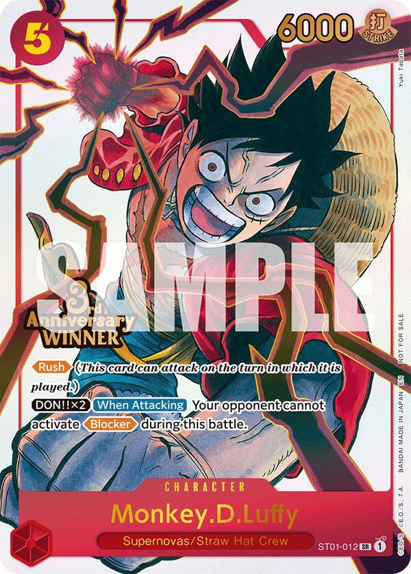 Monkey.D.Luffy (ST01-012) (3rd Anniversary Winner) [One Piece Promotion Cards] | Shuffle n Cut Hobbies & Games