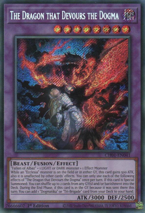 The Dragon that Devours the Dogma (Secret Rare) [CH01-EN041] Secret Rare | Shuffle n Cut Hobbies & Games