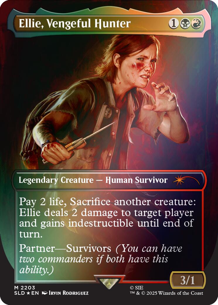 Ellie, Vengeful Hunter (Rainbow Foil) [Secret Lair Drop Series] | Shuffle n Cut Hobbies & Games