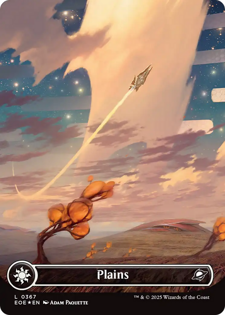 Plains (0367) (Borderless) (Galaxy Foil) [Edge of Eternities] | Shuffle n Cut Hobbies & Games