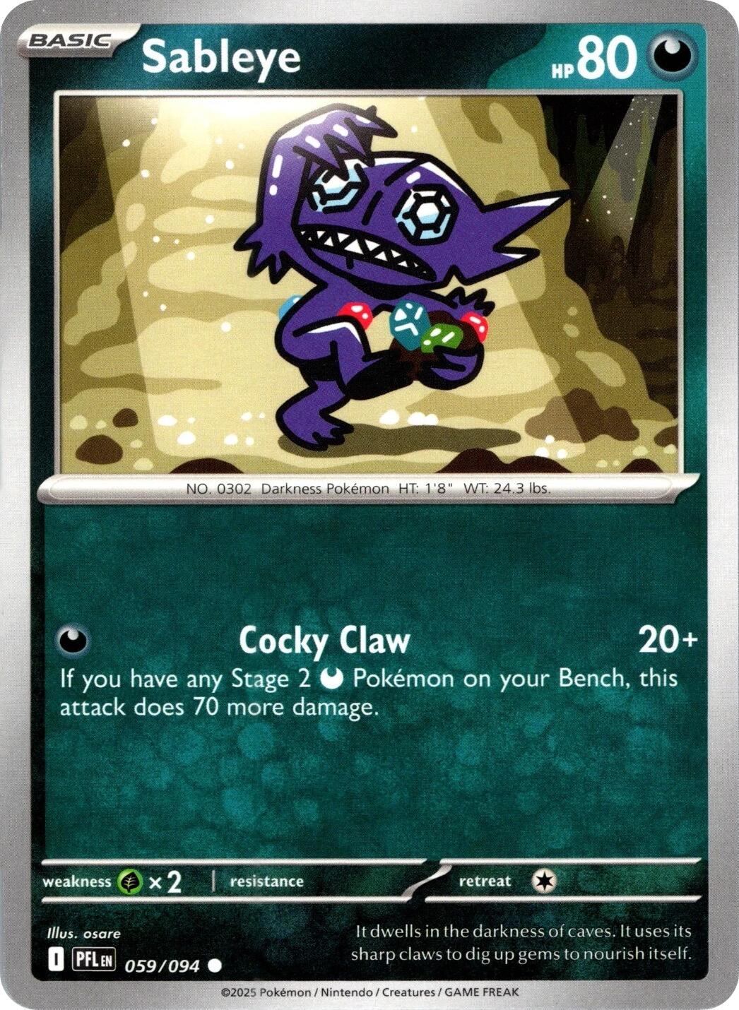 Sableye (059/094) (Reverse Holo) [Mega Evolution: Phantasmal Flames] | Shuffle n Cut Hobbies & Games