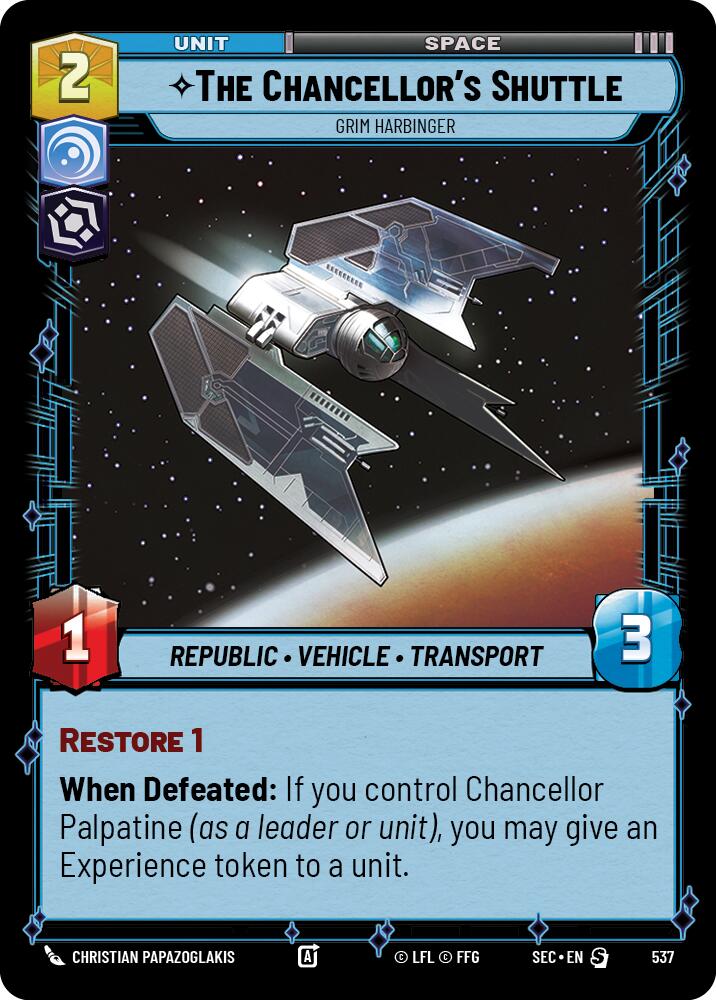 The Chancellor's Shuttle - Grim Harbinger (Foil) (537) (537) [Secrets of Power] | Shuffle n Cut Hobbies & Games